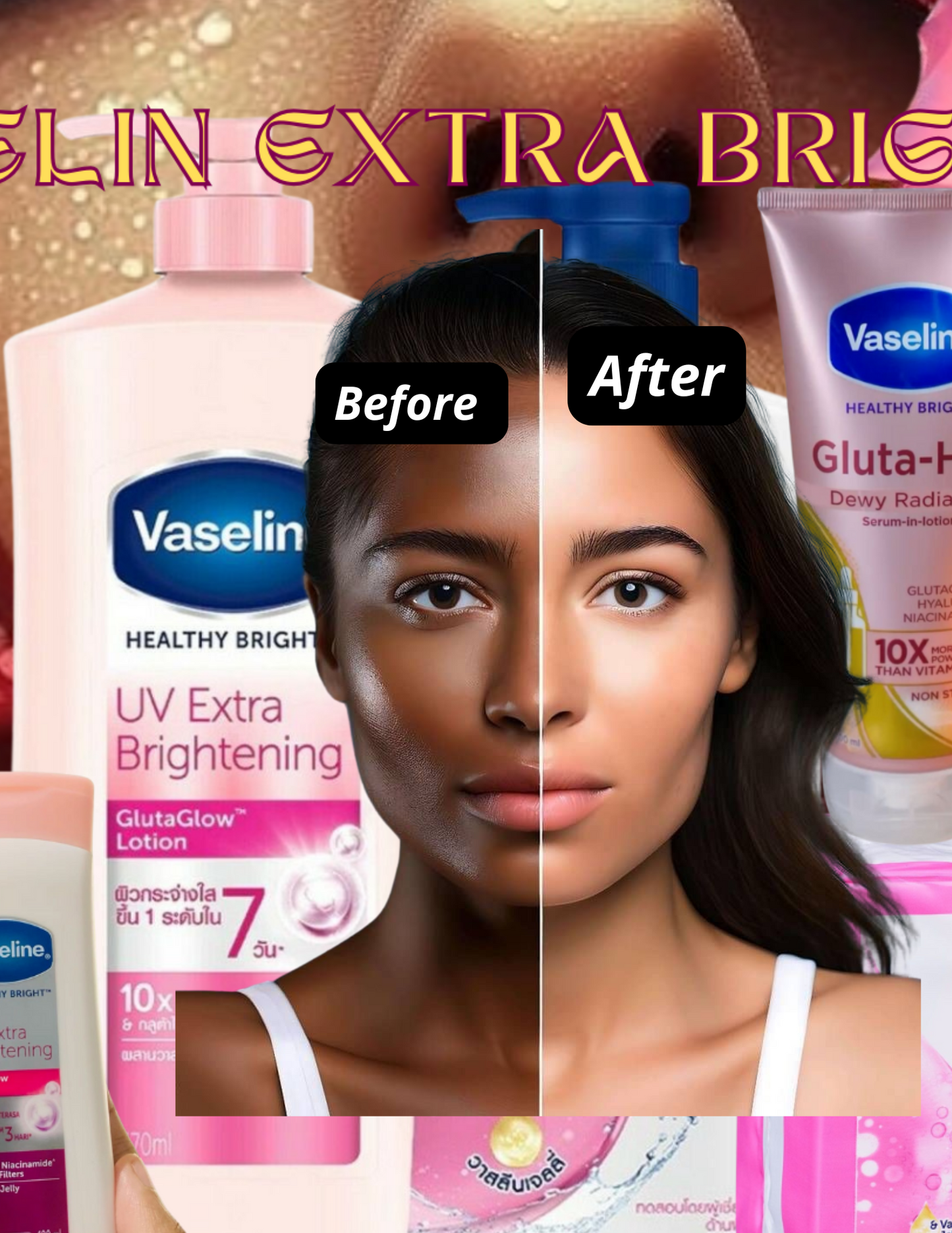 Vaseline UV Extra Brightening Set – 6-in-1 Skincare Kit for Face & Body