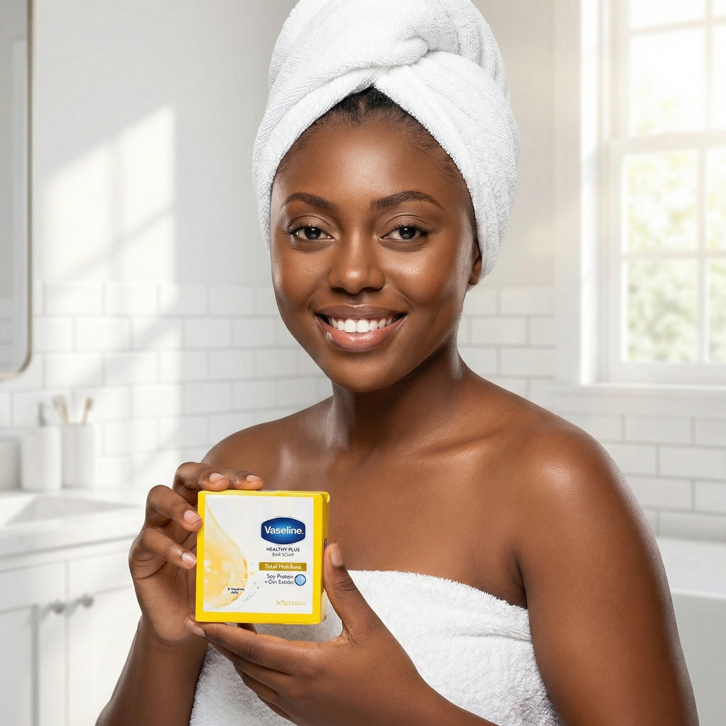 Vaseline Healthy Plus Bar Soap – Total Moisture with Soy Protein & Oat Extract (3 × 75g)