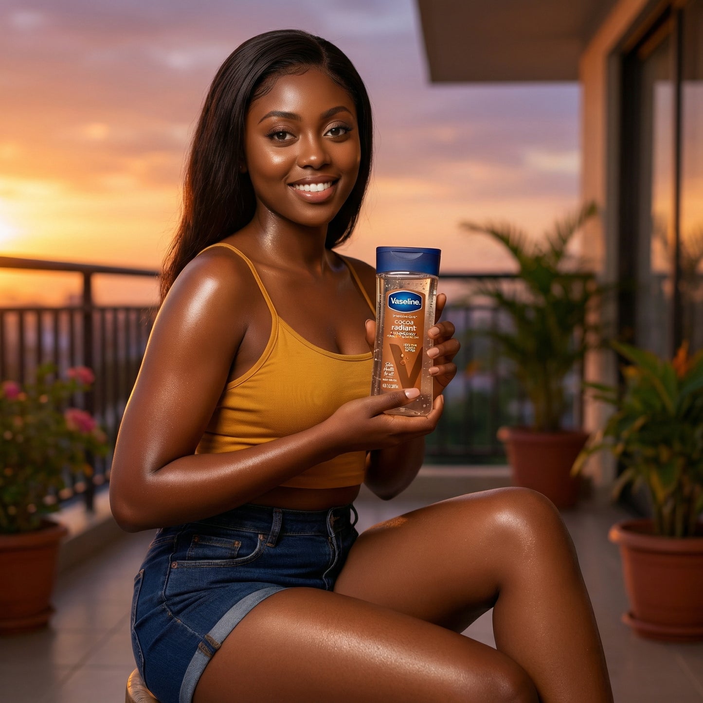 Vaseline Intensive Care Cocoa Radiant for Glowing Skin Body Gel Oil Made with Pure Cocoa Butter + Replenishing Oils 6.8 oz