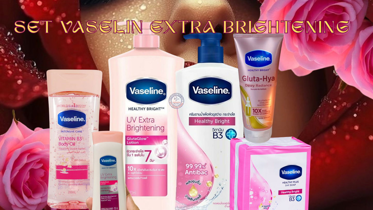 Vaseline UV Extra Brightening Set – 6-in-1 Skincare Kit for Face & Body