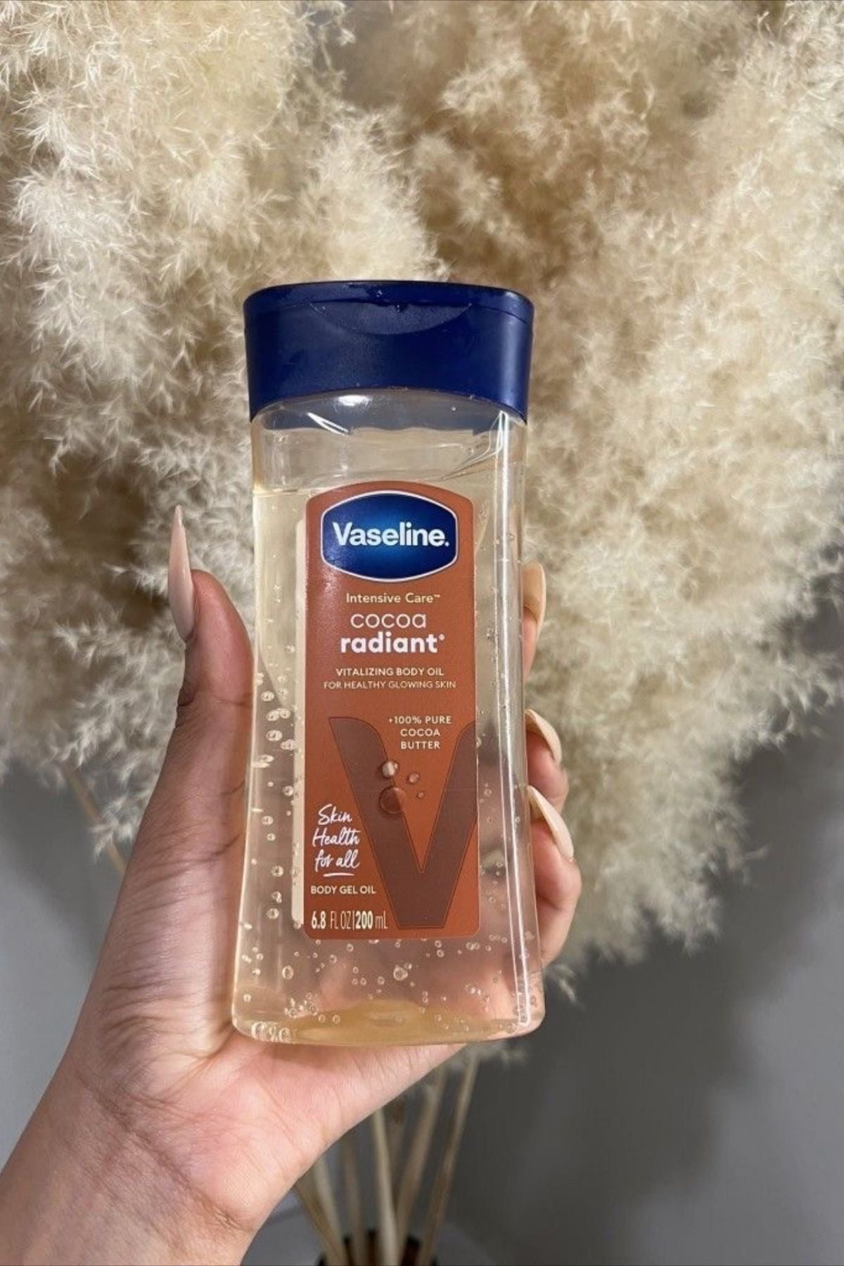 Vaseline Intensive Care Cocoa Radiant for Glowing Skin Body Gel Oil Made with Pure Cocoa Butter + Replenishing Oils 6.8 oz