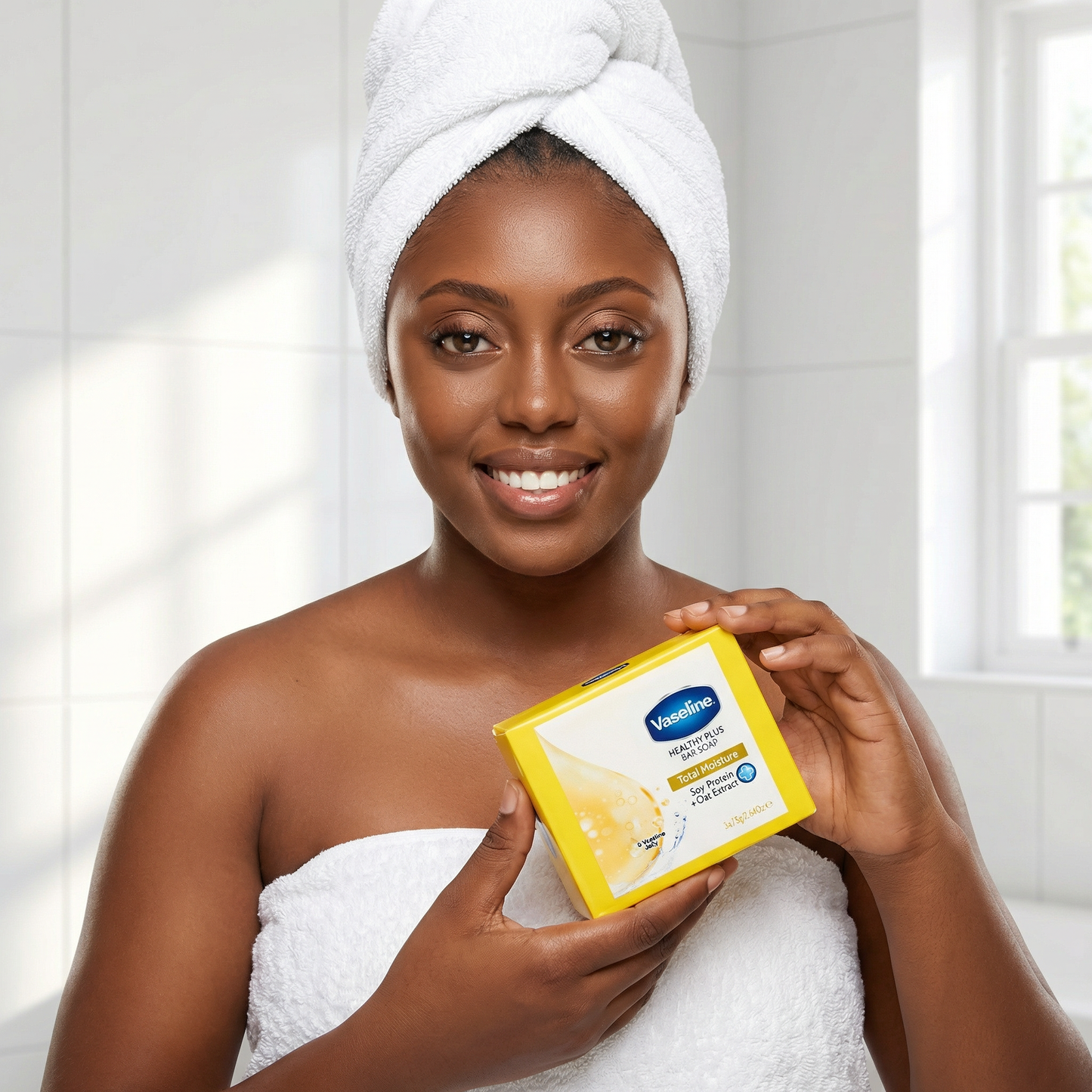 Vaseline Healthy Plus Bar Soap – Total Moisture with Soy Protein & Oat Extract (3 × 75g)