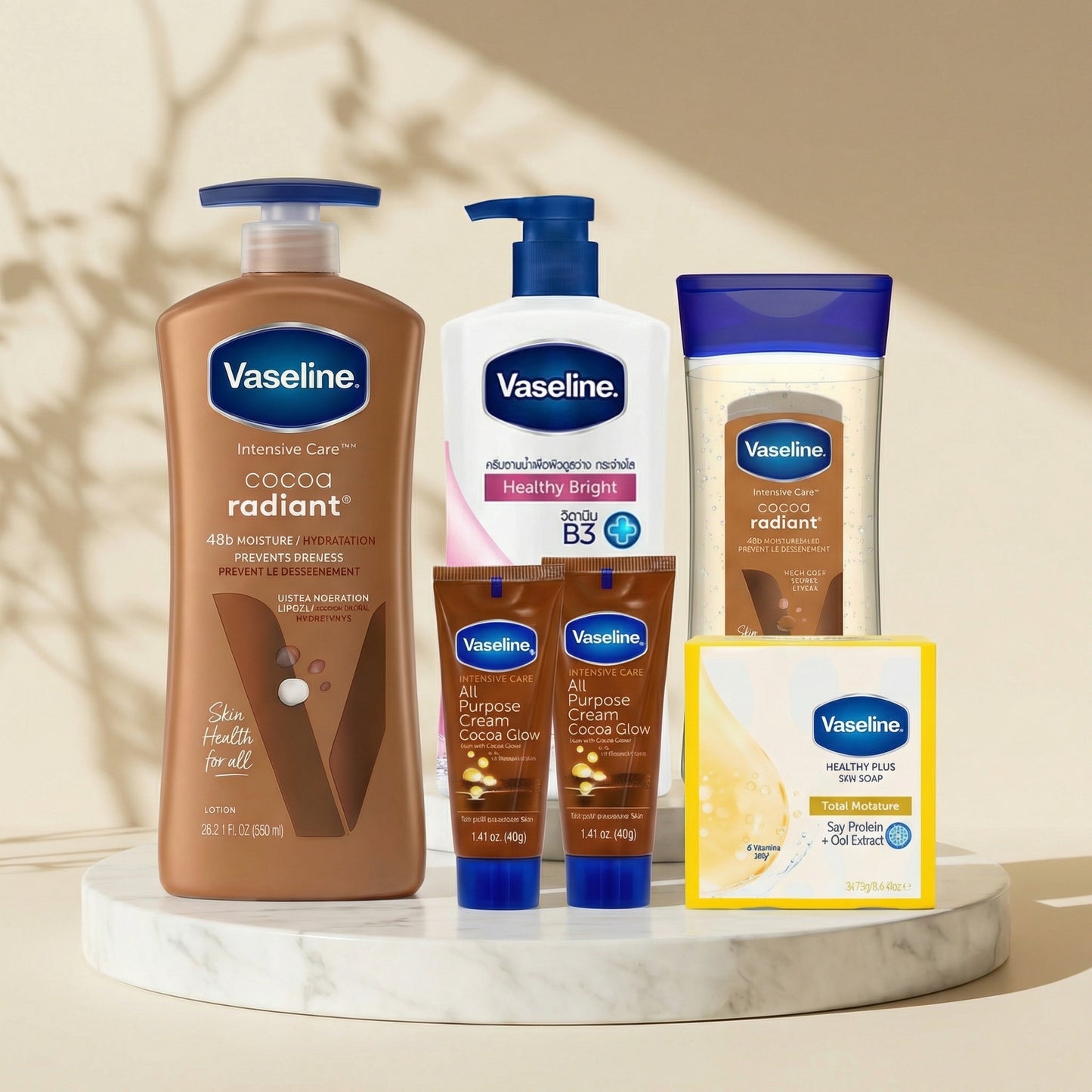 Vaseline Cocoa Radiant Set Bundle– 6-in-1 Caramel Glow Skincare Kit
