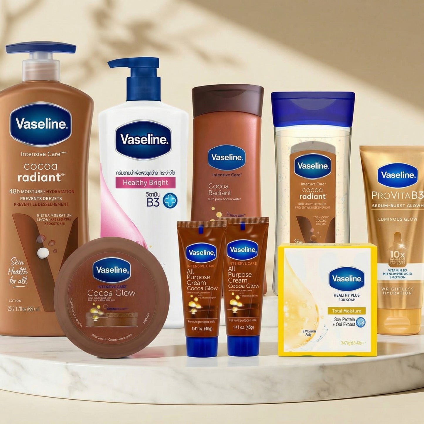 Vaseline Cocoa Radiant Set Bundle– 6-in-1 Caramel Glow Skincare Kit